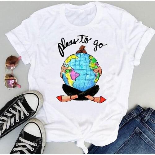 Women Cartoon Travel Vacation Cute 2021 Short Sleeve Graphic Summer Fashion Print Female Clothes Tops Tees Tshirt T-Shirt