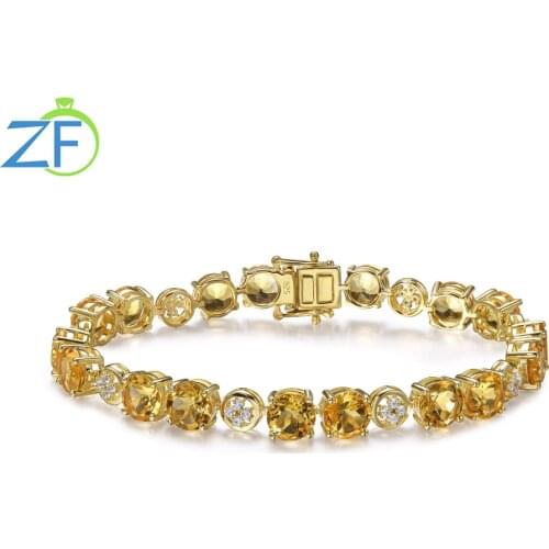 GZ ZONGFA Fashion Charm Natural Citrine 925 Sterling Silver Korean Jewelry Elegant Women Bracelet