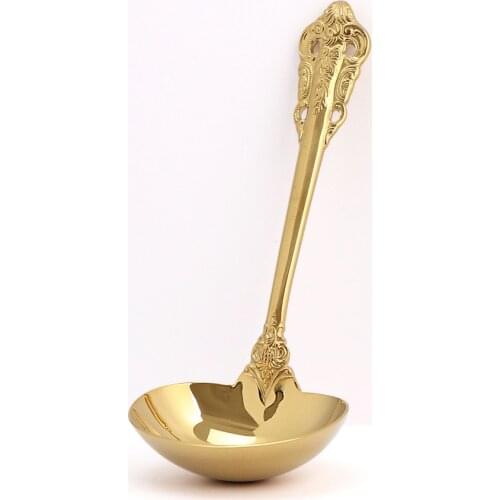 1 Piece 304 Stainless Steel Soup Ladle Cooking Tool Kitchen Accessories Gold Scoop Tablewares Gold Plated Soup Serving Spoon