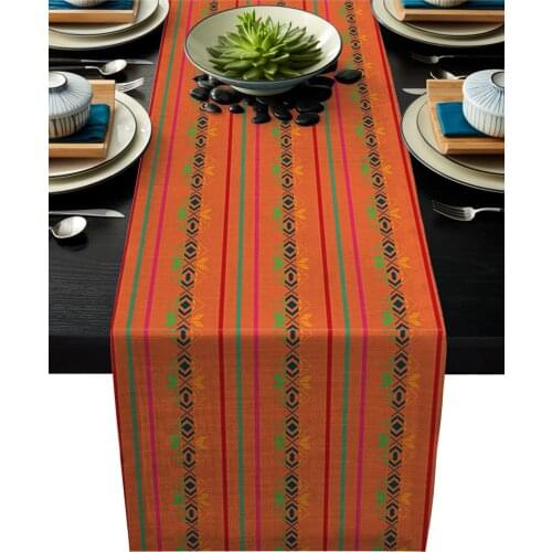 1pcs Mexico Geometric Stripes Orange Modern Table Runners For Wedding Party Chirstmas Table Cover Hotel Home Table Decoration