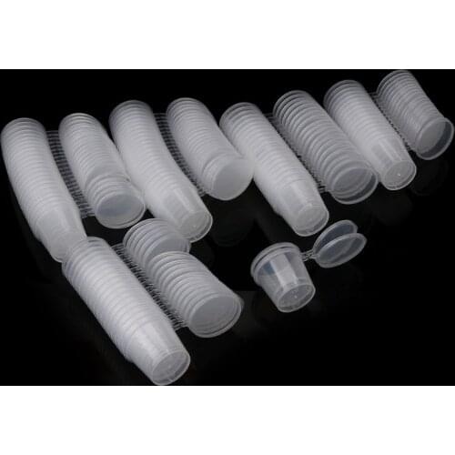 100Pcs 25ml Small Plastic Disposable Sauce Cups Plastic Disposable Sauce Cups With Lid Food Storage Containers Boxes