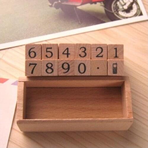 12pcs/Box Cute Mini Numbers Set Wood Stamp For Stationery DIY Scrapbooking Rubber Card Making Album Decoroation Crafts