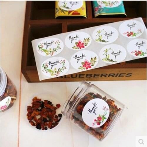 120PCS/10sheets Flower Thank You Sticker Cookie Cake Candy Bag Labels Creative Paper Seal Adhesive Decorative Stickers