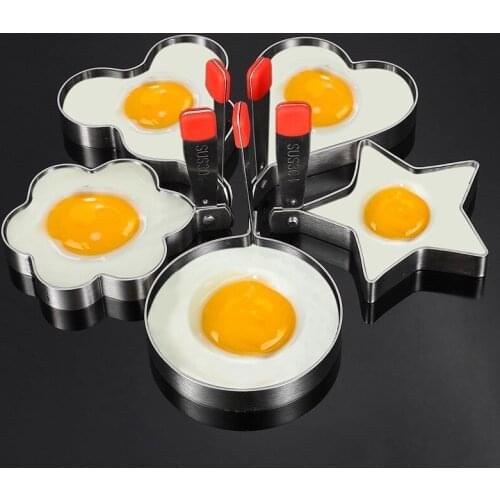 5Pcs/set Stainless Steel Egg Cooker Pancake Maker Omelette Mould Egg Form For Frying Eggs Tools Kitchen Cooking Accessories