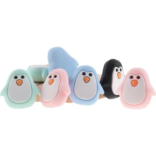 50pcs Baby Silicone Beads Penguin Teething Toy Of Food Grade Silicone Teethers For Newborn Animal Soother Baby Goods BPA Free
