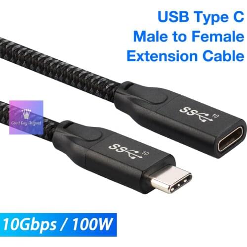 30cm/60cm Type C Extension Cable USB 3.1 Gen2 Braided Male to Female USB-C Chord 22+32AWG 10Gbps SuperSpeed 100W for Mobile/PC