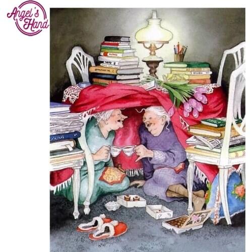 5d diy diamond embroidery grandma drinking coffee diamond painting Cross Stitch full square drill Rhinestone mosaic TJ