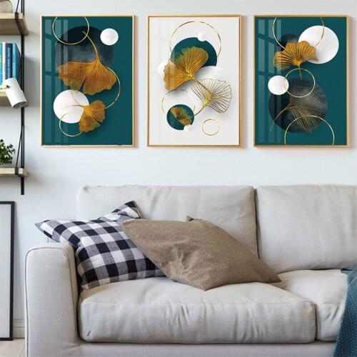 Unframed Abstract Multicolor Ginkgo Leaves Canvas Painting Pritns Modern Wall Decorative Posters Luxury Home Decor Art Pictures