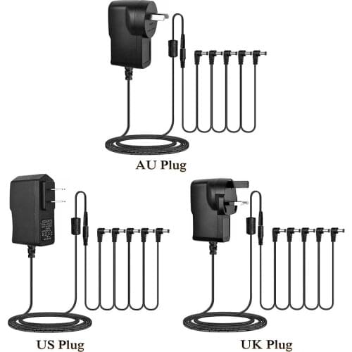 4 Way Electric Guitar Effect Pedal Power Supply Accessories Cables Adapter Daisy Chain Wire Pro 9V DC 1A US EU UK AU Plug Pod
