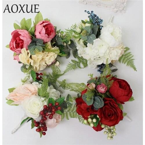 AOXUE Custom Lovely hand-held rose peony bouquet simulation flower bride wedding decoration silk flower home living room display