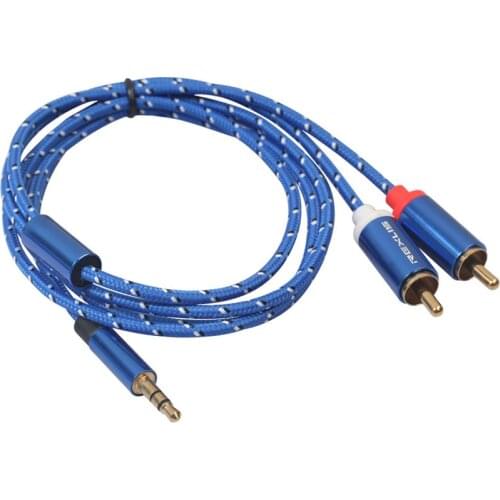 Audio Cable 0.5/1/1.8/3/5/10m RCA Audio Cable 2RCA Male to 3.5mm Jack to 2 RCA AUX Cable Cotton Braided Splitter for Home MP3