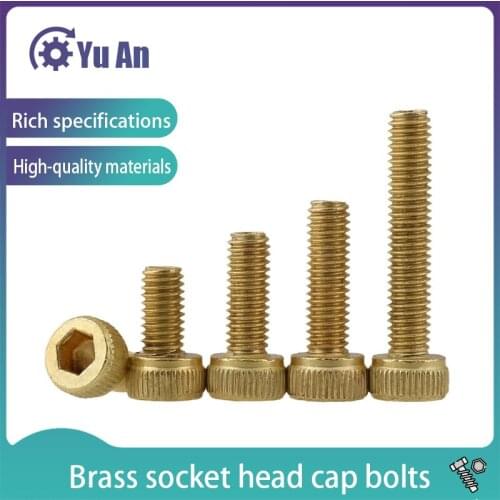 Brass Hexagon Socket Head Bolt M2M2.5M3*4X5/6/8/10/12/16/20 50Pcs