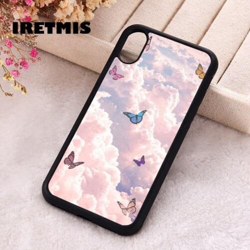 Iretmis 5 5S SE 2020 phone cover cases for iphone 6 6S 7 8 Plus X Xs XR 11 12 MINI Pro Max Soft Silicone TPU Cloudy butterfly