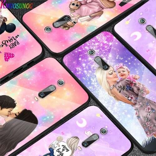 Lucky Cute Mom Baby For Xiaomi Redmi K40 K30 K20 9T 9C 9A 9 8A 7 Pro Plus Tempered Glass Luxury Cover Phone Case