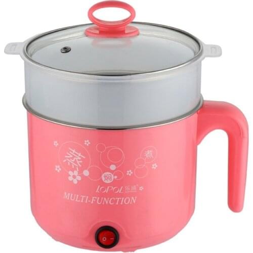 1.8L Electric Cooker with Steamer Hot Pot Multifunction Stainless Steel Noodles Pots Rice Cooker Steamed Eggs Pan Soup