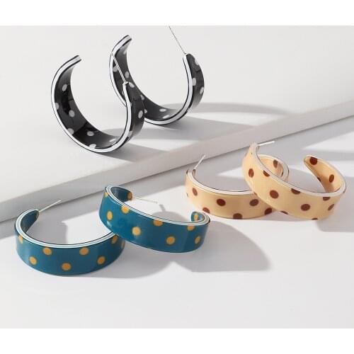 HaHaGirl 2021 Trend Korean Personality C shape Hoop Earrings For Women Brown Leopard Geometric Hoop Earrings Creative Jewelry