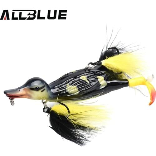 ALLBLUE 3D STUPID DUCK Topwater Fishing Lure Floating Artificial Bait Plopping and Splashing Feet Hard Fishing Tackle Geer