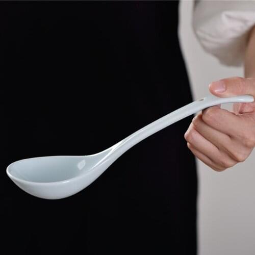 Creative simple multicolor ceramic soup spoon home restaurant soup spoon long handle large spoon