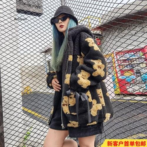 Women Autumn Warm Winter Faux Lamb Fur Soft Coat Casual Oversized Streetwear Female Teddy Bear Cardigan Zipper Jacket