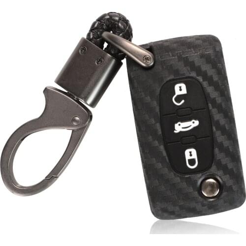 Kutery 10PCS Carbon Fiber Silicone Remote Key Case For Peugeot 107 206 207 208 306 308 408 RCZ For Citroen C2 C3 C4 C5 Protect