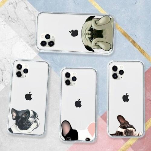 Pug Dog cute French Bulldog Phone Case Transparent soft For iphone 5 5s 5c se 6 6s 7 8 11 12 plus mini x xs xr pro max