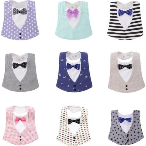 Fashion 4-layer Waterproof Baby Bibs 3D Bow Tie Shape Adjustable Snap Cotton Newborn Saliva Towel Bandana Burp Cloth