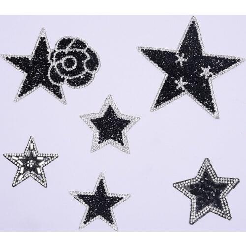 ZOTOONE Star Patch for Clothes Jeans Iron on Rhinestone Pentagram-shape Stickers Creative DIY Patches for Bag Hat Accessories H