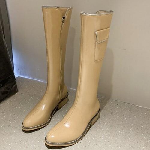 2020 New Women Boots Autumn Boots Mid-calf Boots Female Winter Retro Vintage Zip Women Shoes Mid-heel Western Boots Hoof Heels