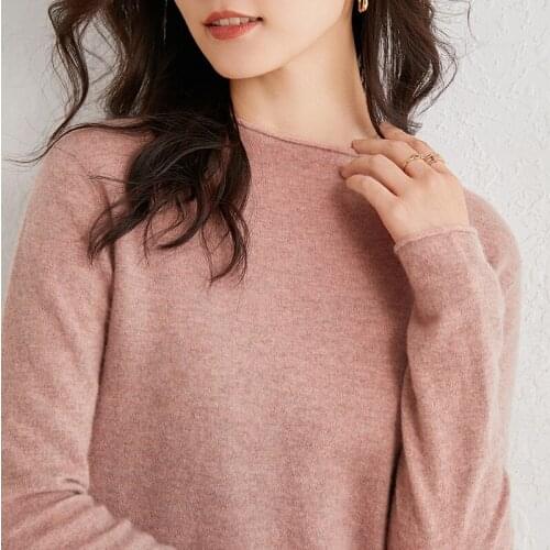 SZDYQH Autumn Winter Womens Sweater 100% Wool Knitted Pullovers Loose Soft Warm Female O-Neck Long Sleeve Solid Color Jumper