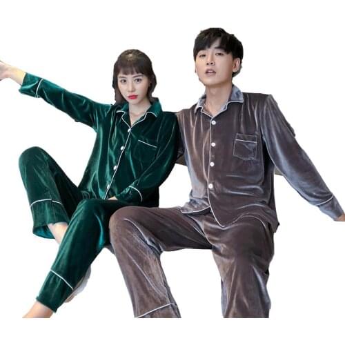 Lovers Pajamas Paragraph Pleuche Qiu Dong Female Suit Mens Pyjamas In The Spring And Autumn Winter Plus-size Household To Take