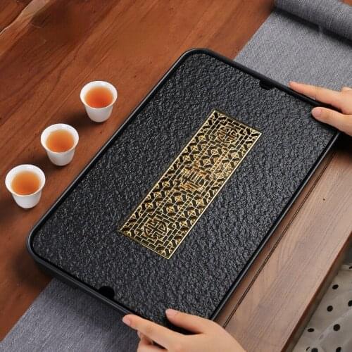 Chinese Stone Tea Tray Water Storage Handmade Chinese Tea Ceremony Dry Bubble Tea Tray Drainage Plateau De Service Teaware 50