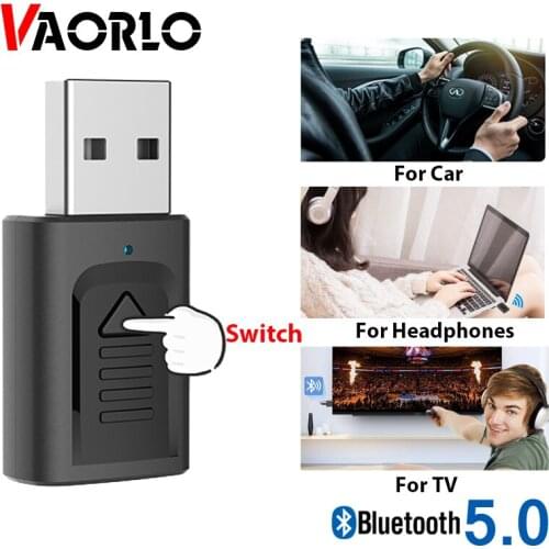 VAORLO USB 5.0 Dongle 4 In 1 Transmitter and Receiver Plug and Play Stereo Audio Music Wireless Adapter For TV PC Headphones