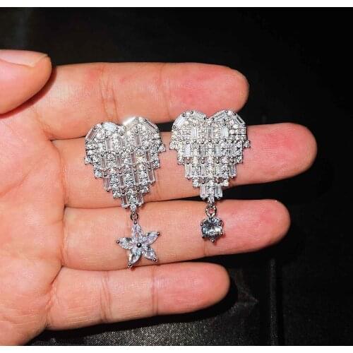 Luxury Full Diamond Women Engagement Earring Full Paved CZ Stone 18k Gold Elegant Simple Female Jewelry Earring Fine Jewelry