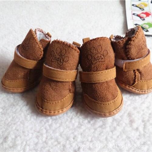 Pink Coffee Warm Pet Dog Shoes Winter Non-slip Dog Snow Boots Cute Chihuahua Yorkies Warm Fleece Puppy Pet Shoes Pet Products