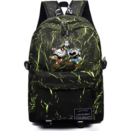 Anime Cuphead Unisex Backpack Casual Schoolbag Fabric Packsack High Quality Mochila Student Teenger Travel Laptop Bag