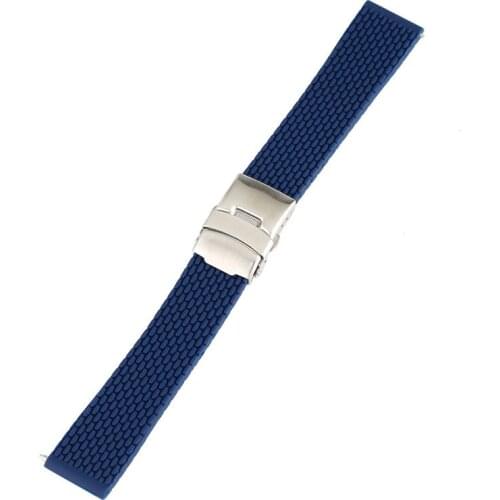 Replacement Silicone Watch Band Press Safety Folding Clasp Watches Strap Waterproof Soft 18mm 20mm 22mm 24mm pasek do zegarka