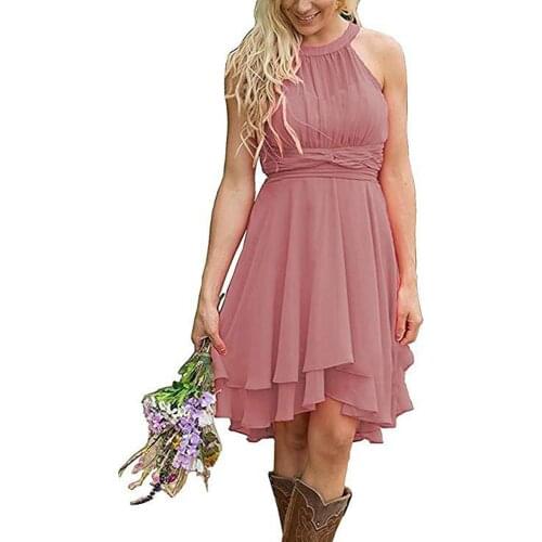 Short Chiffon Homecoming Dresses 2021 Halter Graduation Dresses A-Line Formal Party Dress for Women