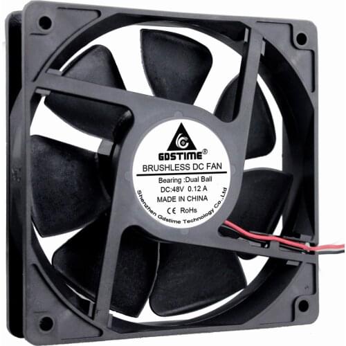 1 Pcs Gdstime 12cm 0.12A Ball Bearing 120mm x 25mm 48 Volt DC Brushless PC Case Cooling Fan 48V 120mm*120mm*25mm 12025 2Pin