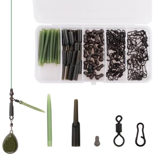 100Pcs/box Carp Fishing Accessories Running Rig Rubber Chod Rigs Clips Connector Anti tangle sleeves for carp Terminal tackle