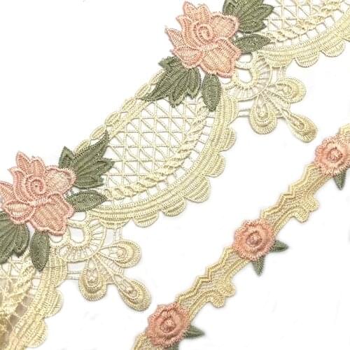 15Yards Lace Ribbon Rose Floral Venice Venise Fabric Trim for Garments Sofa Curtain Wedding Decoration
