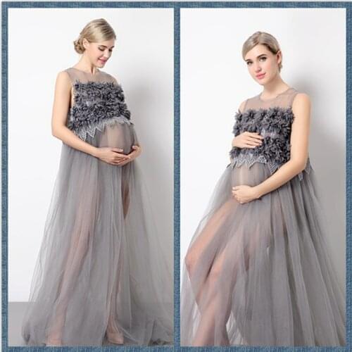 2017 Maternity Mama Gown Transparent Maternity Dresses Studio Photo Shoot Clothes Maternity Photography Props For Pregnant Women