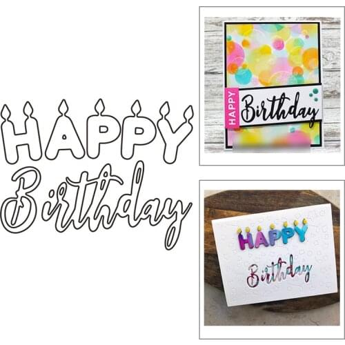 2021 New English Words Happy Birthday Metal Cutting Dies For Mould Cut Making Candle Greeting Card Scrapbooking No Stamps Sets
