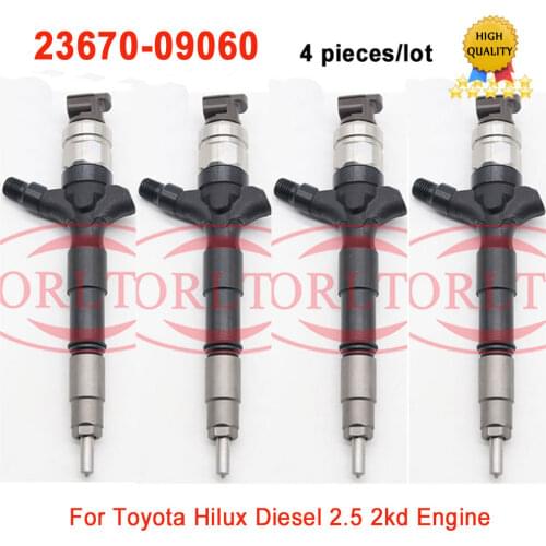 4 pieces 23670-09060 23670-0L010 095000-6190 Common Rail Injector For Hiace Toyota Denso Hilux 2KD-FTV D4D