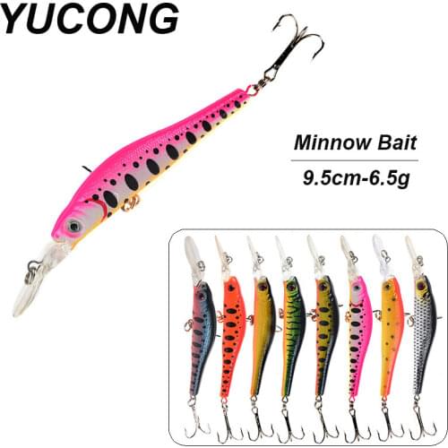 YUCONG 5/8Pcs Minnow Fishing Lure Wobblers 9.5cm-6.6g Pike Bass Hard Baits Topwater Crankbait Artificial Japan Winter Swimbaits