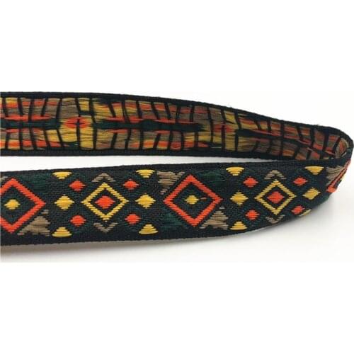 5Yards 20mm 3/4" Red Yellow Geometric Woven Jacquard Ribbon Sewing Hat Curtain Clothing Decor DIY Handmade Sewing Accessories