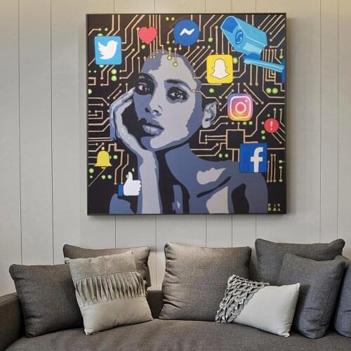 Abstract Graffiti Art Portrait of Girls Canvas Painting Wall Art Prints Posters Wall Pictures for Living Room Home Cuadros Decor