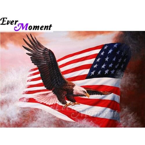 Ever Moment Diamond Painting Eagle America Flag Artwork Full Square Drill Picture Rhinestone Diamond Embroidery Handmade ASF2018