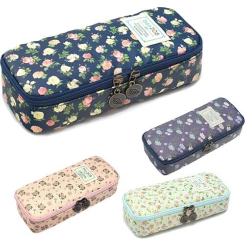 Pencil Case, Pen Bag Makeup Pouch Zipper Box Office Organizer Rose Floral