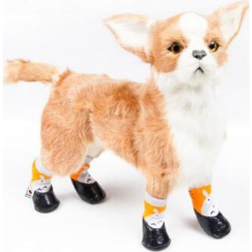 Pet Outdoor Waterproof Dog Socks Rain Wear Non-Slip Anti Skid Cotton Elastic Shoes with Fixed Belt for All Breeds Chihuahua