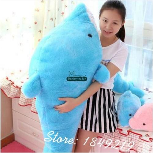Dorimytrader 140cm Giant Animal Dolphin Pillow Doll Plush Soft Stuffed 55'' Kids Toy Baby Gift 2 Colors Free Shipping DY61064